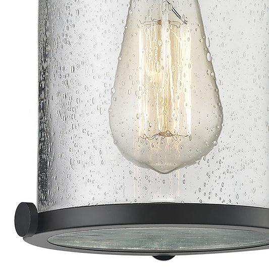 Chadwick 8" 1 Light Mini Pendant in Clear Seeded Glass & Oil Rubbed Bronze