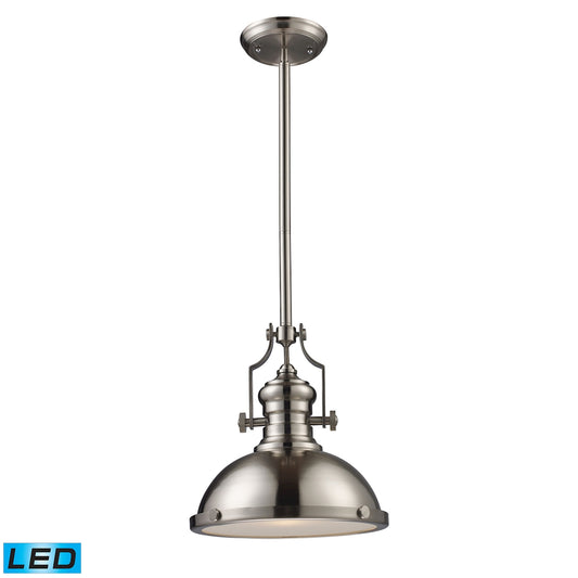 Chadwick 13" 1 Light LED Pendant in Satin Nickel Metal Shade