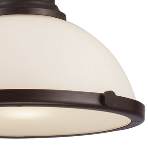 Chadwick 13' 1 Light Pendant in White Glass & Oiled Bronze