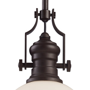 Chadwick 13' 1 Light Pendant in White Glass & Oiled Bronze