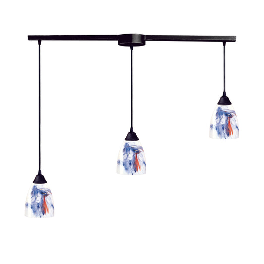 Classico 36" 3 Light Mini Pendant in Mountain Glass & Dark Rust