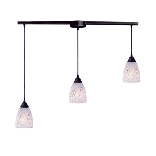 Classico 36" 3 Light Mini Pendant in Snow White Glass & Dark Rust