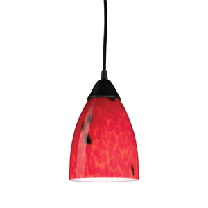 Classico 5' 1 Light LED Mini Pendant in Fire Red Glass & Dark Rust