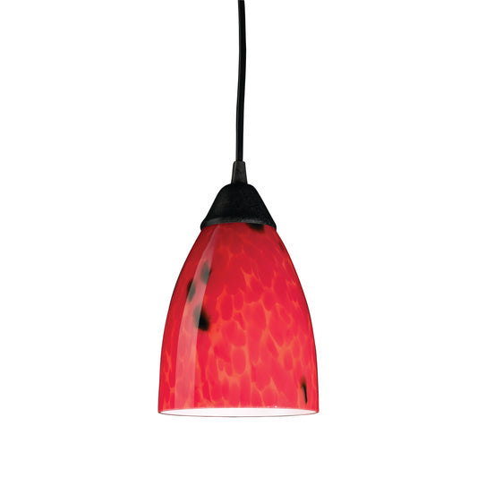 Classico 5" 1 Light LED Mini Pendant in Fire Red Glass & Dark Rust