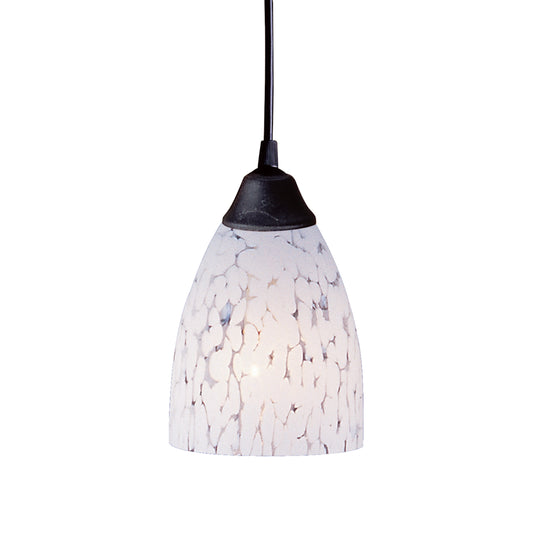 Classico 5" 1 Light LED Mini Pendant in Snow White Glass & Dark Rust