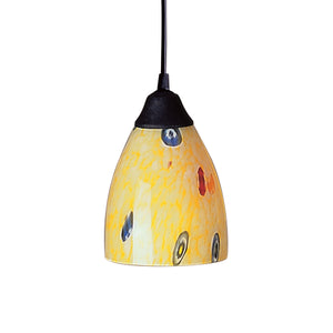 Classico 5' 1 Light LED Mini Pendant in Yellow Blaze Glass & Dark Rust