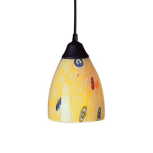 Classico 5" 1 Light LED Mini Pendant in Yellow Blaze Glass & Dark Rust