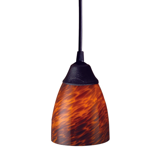 Classico 5" 1 Light Mini Pendant in Espresso Glass & Dark Rust