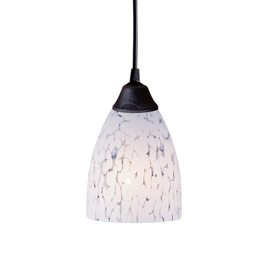 Classico 5" 1 Light Mini Pendant in Snow White Glass & Dark Rust