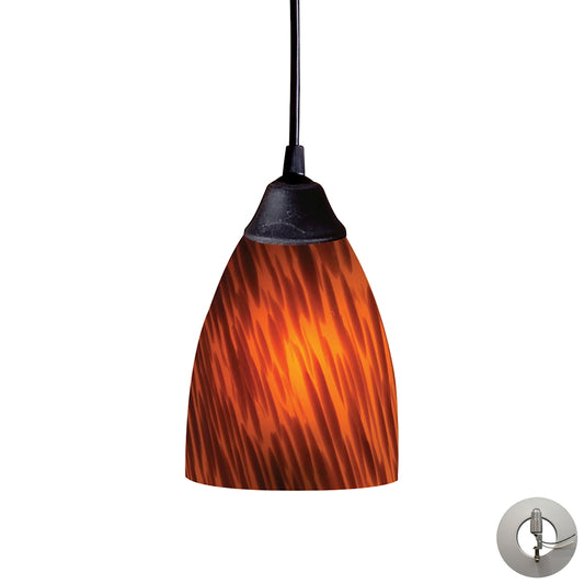 Classico 5" 1 Light Mini Pendant in Espresso Glass & Dark Rust with Adapter Kit