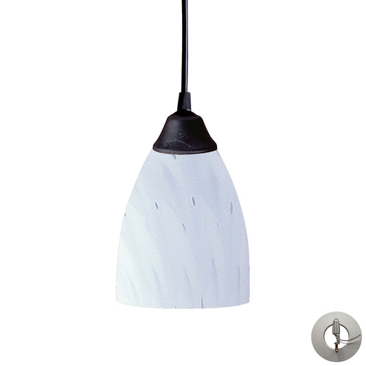 Classico 5" 1 Light Mini Pendant in Simple White Glass & Dark Rust with Adapter Kit