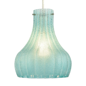 Coastal Scallop 8' 1 Light Mini Pendant in Seafoam Sugar Scavo Glass & Satin Nickel