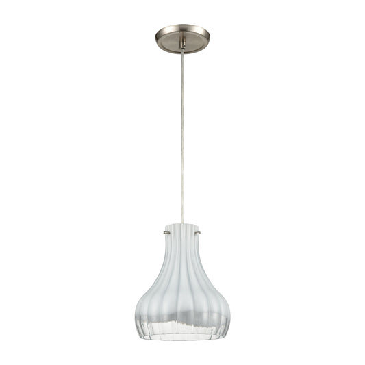 Coastal Scallop 8" 1 Light Mini Pendant in White Opal Glass & Satin Nickel