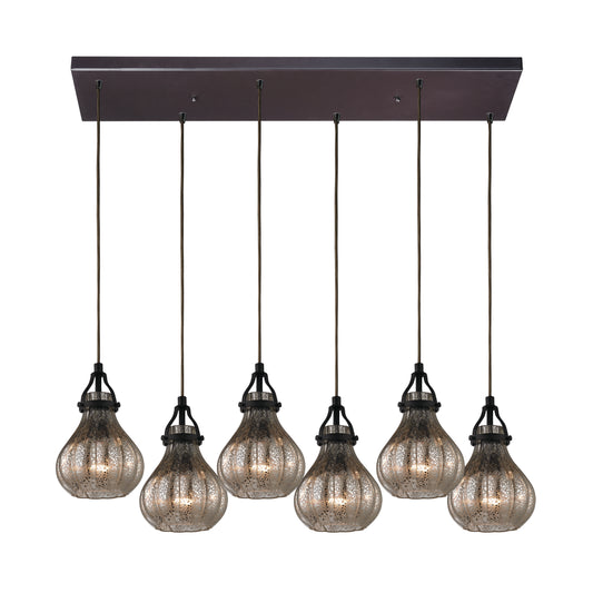 Danica 30" 6 Light Scalloped Mini Pendant in Oil Rubbed Bronze