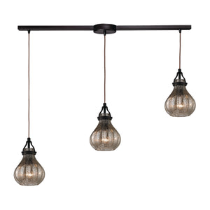 Danica 36' 3 Light Scalloped Mini Pendant in Oil Rubbed Bronze