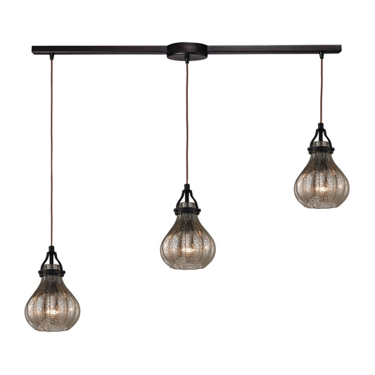 Danica 36" 3 Light Scalloped Mini Pendant in Oil Rubbed Bronze