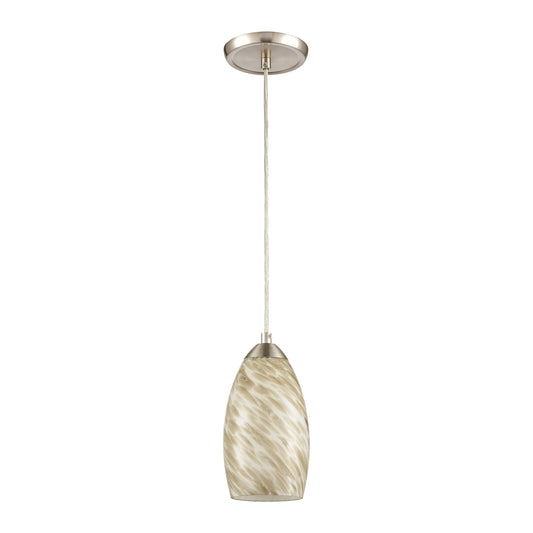 Evening Sky 5" 1 Light Mini Pendant in Tan Cloud Glass & Satin Nickel