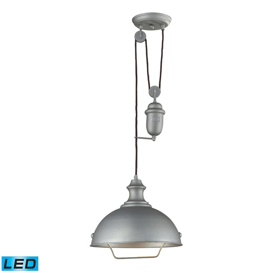 Farmhouse 14" 1 Light LED Pendant in Aged Pewter