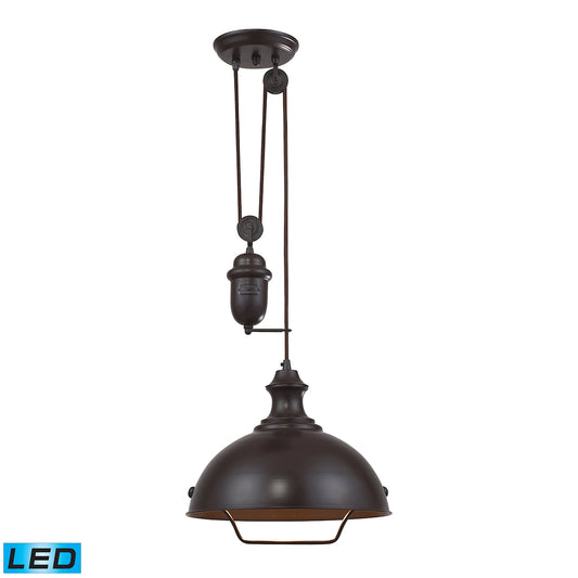 Farmhouse 14" 1 Light LED Pendant in Oiled Bronze