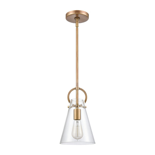 Gabby 7" 1 Light Mini Pendant in Clear Glass & Brass