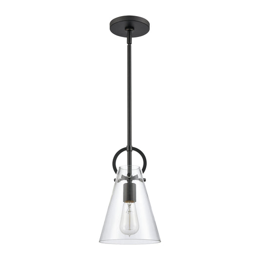 Gabby 7" 1 Light Mini Pendant in Clear Glass & Matte Black