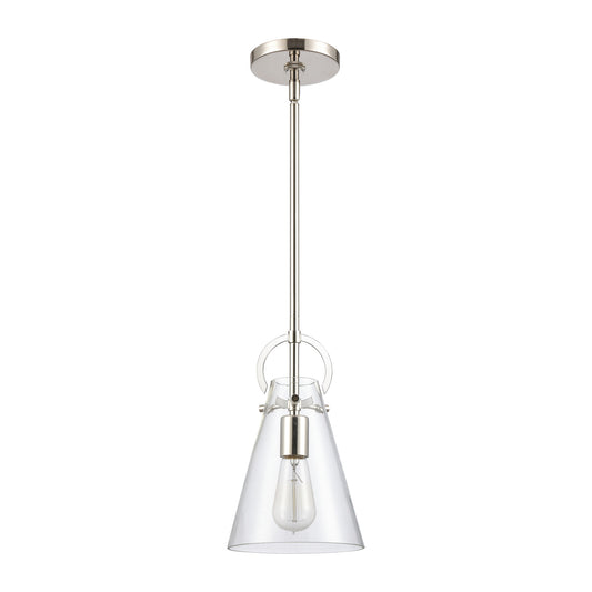 Gabby 7" 1 Light Mini Pendant in Clear Glass & Polished Nickel