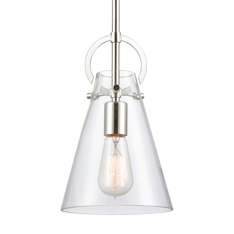 Gabby 7' 1 Light Mini Pendant in Clear Glass & Polished Nickel