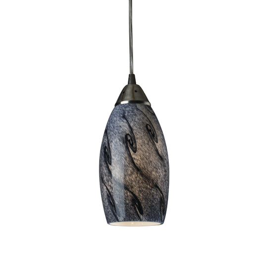 Galaxy 5" 1 Light Mini Pendant in Smoke Glass & Satin Nickel