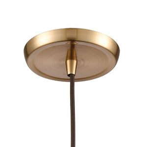 Hand Formed Glass 10' 1 Light Mini Pendant in Champagne Hand-formed Glass & Satin Brass