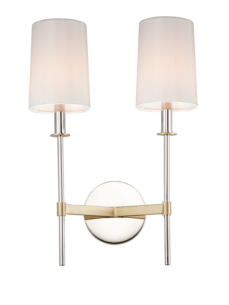 Uptown 19.5' 2 Light Wall Sconce in Polished Nickel and Satin Brass