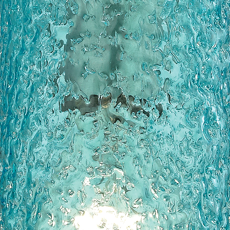 Ice Fragments 5' 1 Light Mini Pendant in Aqua Glass & Satin Nickel