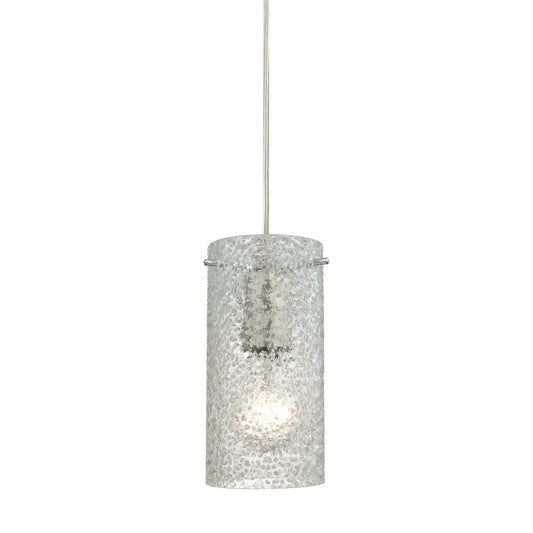 Ice Fragments 5" 1 Light Mini Pendant in Clear Glass & Satin Nickel