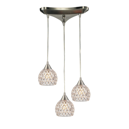 Kersey 10" 3 Light Mini Pendant in Satin Nickel (10341)