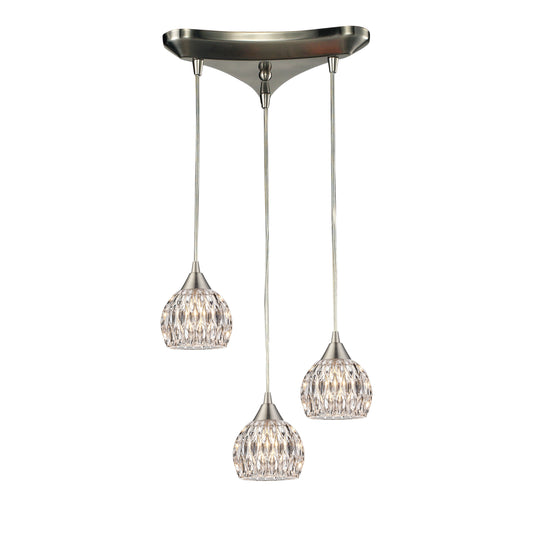 Kersey 10" 3 Light Mini Pendant in Satin Nickel (10342)