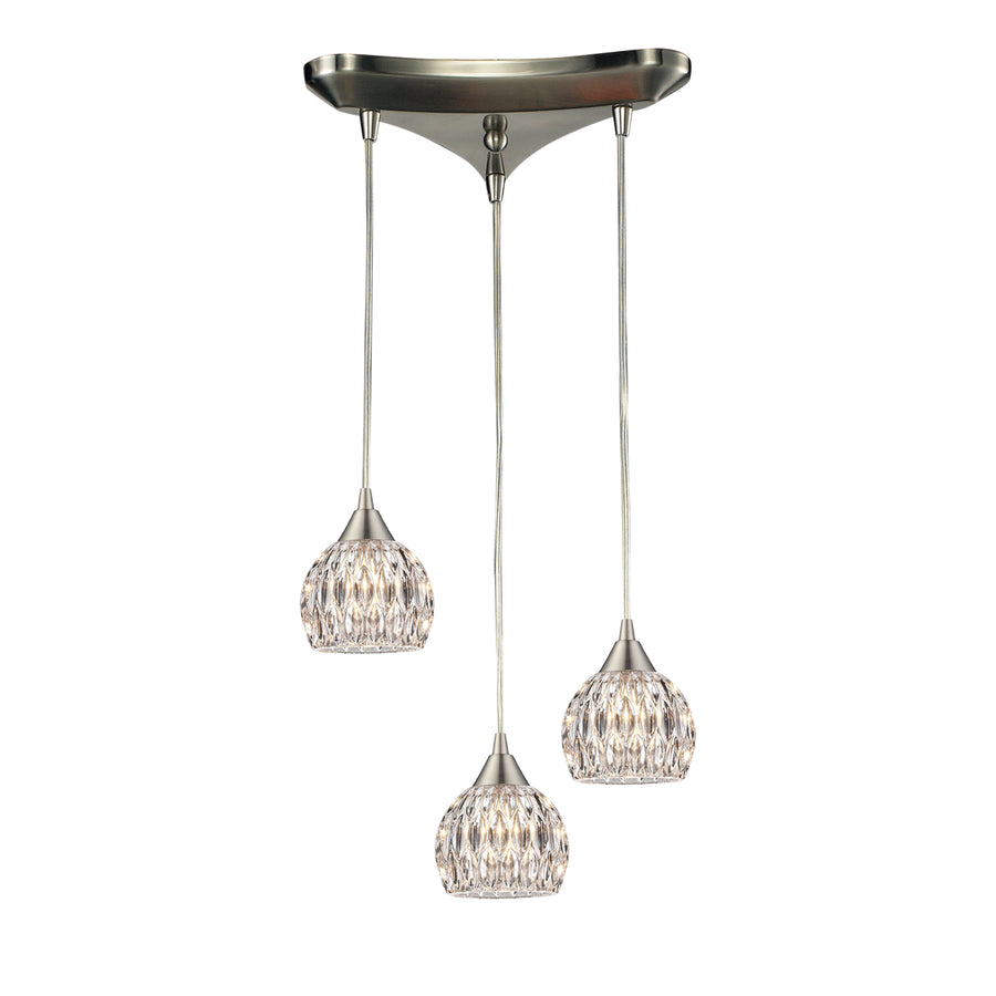 Kersey 10' 3 Light Mini Pendant in Satin Nickel (10342)