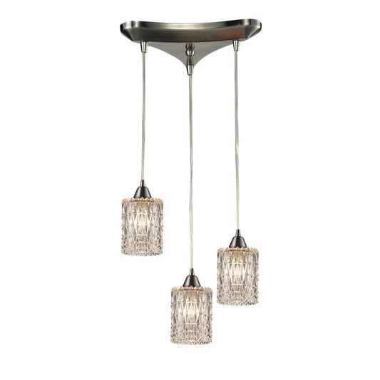 Kersey 10" 3 Light Mini Pendant in Satin Nickel (10343)