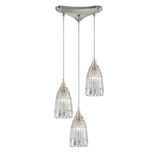 Kersey 10" 3 Light Mini Pendant in Satin Nickel (10458)