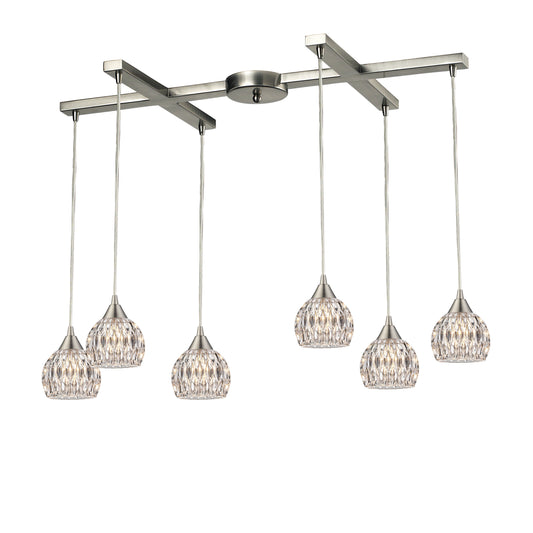 Kersey 33" 6 Light Mini Pendant in Satin Nickel (10342)