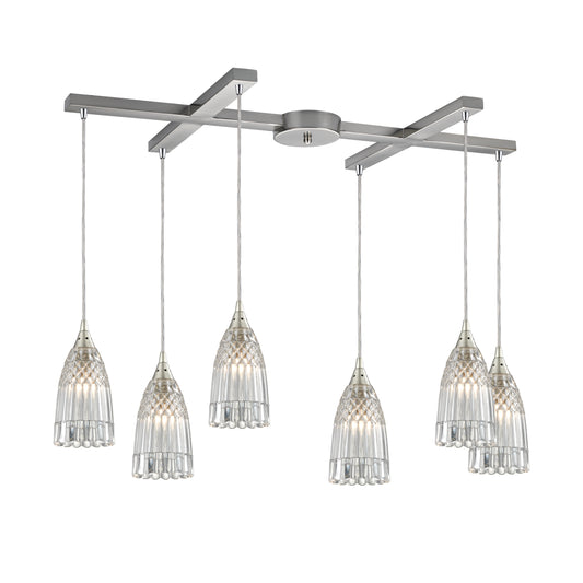 Kersey 33" 6 Light Mini Pendant in Satin Nickel (10458)