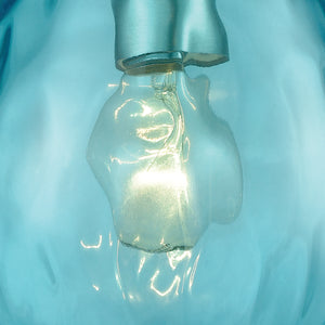 Lagoon 6' 1 Light Mini Pendant in Aqua Water Glass & Satin Nickel
