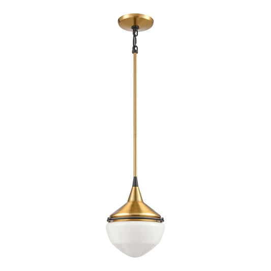 Mid-Century Schoolhouse 8" 1 Light Mini Pendant in Satin Brass