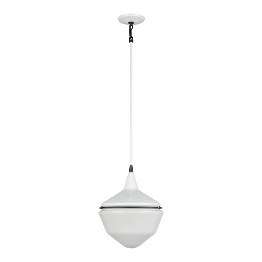 Mid-Century Schoolhouse 12" 1 Light Mini Pendant in Enamel White