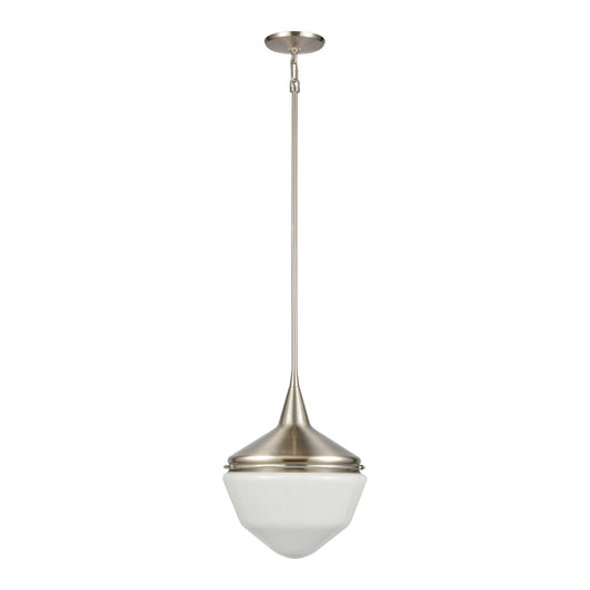 Mid-Century Schoolhouse 12" 1 Light Mini Pendant in Satin Nickel