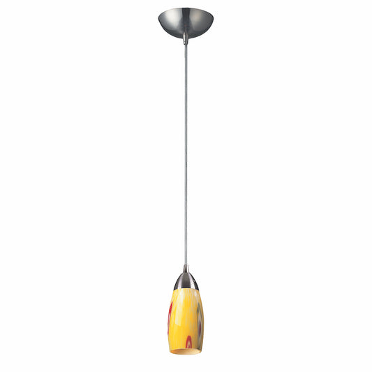 Milan 3" 1 Light LED Mini Pendant in Yellow Blaze Glass & Satin Nickel