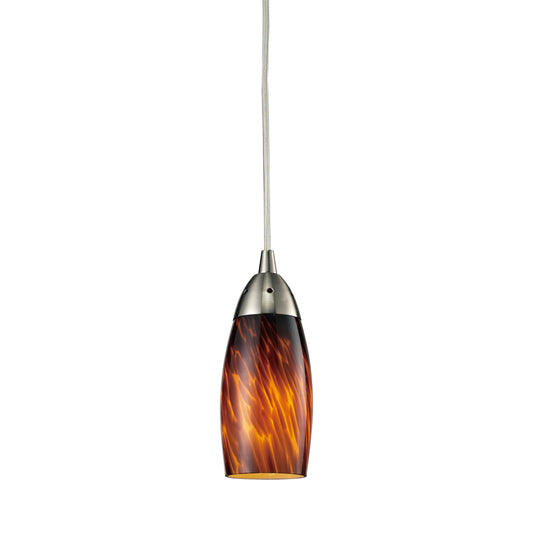 Milan 3" 1 Light Mini Pendant in Espresso Glass & Satin Nickel