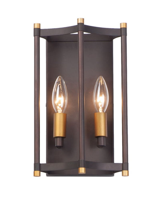 Wellington 11.75" 2 Light Wall Sconce in Oil Rubbed Bronze Antique Brass