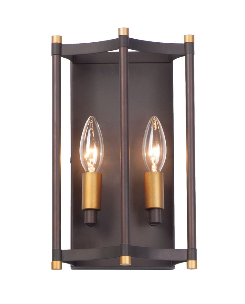 Wellington 11.75' 2 Light Wall Sconce in Oil Rubbed Bronze Antique Brass