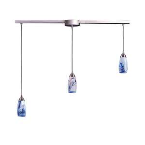 Milan 36' 3 Light Mini Pendant in Mountain Glass & Satin Nickel