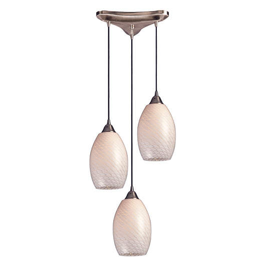 Mulinello 10" 3 Light Mini Pendant in Satin Nickel