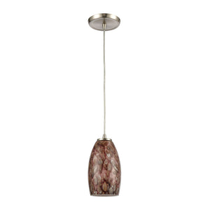 Nature's Collage 5' 1 Light Mini Pendant in Amber Swirl Glass & Satin Nickel